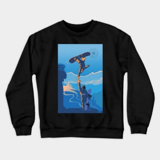 retro snowboard high five Crewneck Sweatshirt